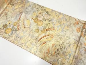 光悦垣に菊・秋草模様織り出し　袋帯